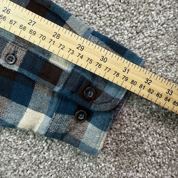 Woolrich Shirt Mens Large Blue Plaid Button Down‎ Flannel Trout Run Outdoor Work - Picture 10 of 13